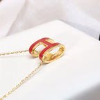[Plus&Max]HM CLIC RED ENAMEL GOLD NECKLACE
