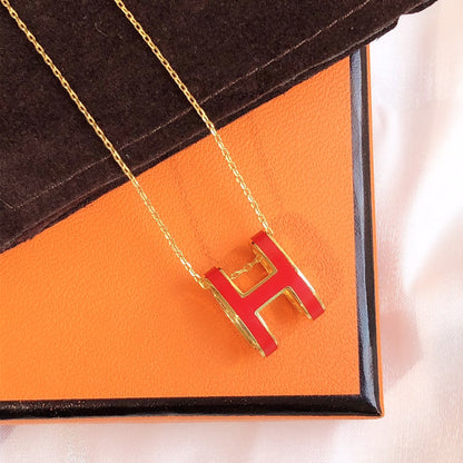 [Max Jewelry ]HM CLIC RED ENAMEL GOLD NECKLACE