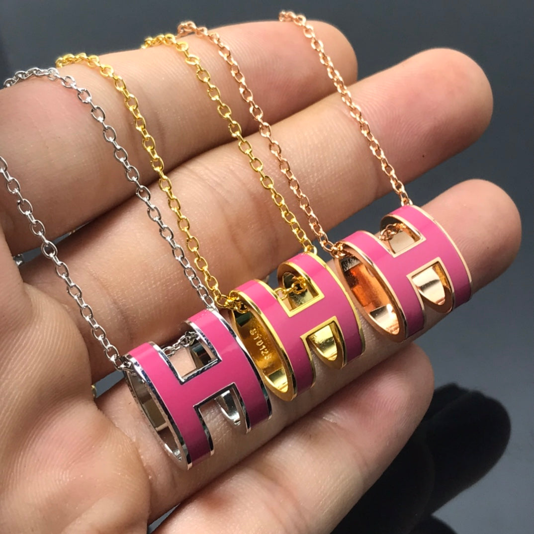 [Max Jewelry ]H NECKLACE PINK