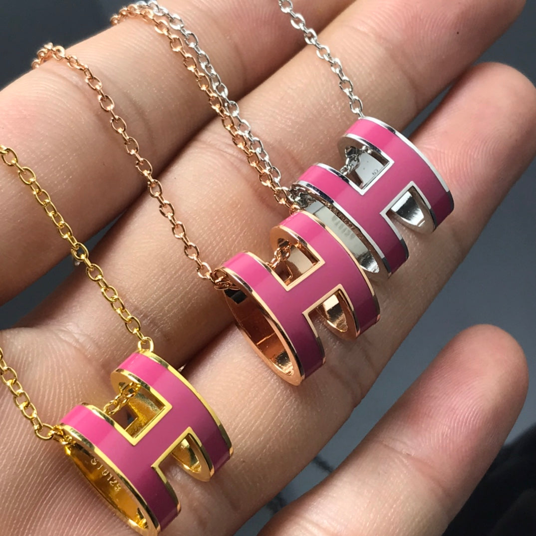 [Max Jewelry ]H NECKLACE PINK