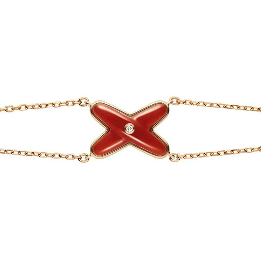 [Max Jewelry ]JEUX BRACELET CARNELIAN PINK GOLD 1 DIAMOND