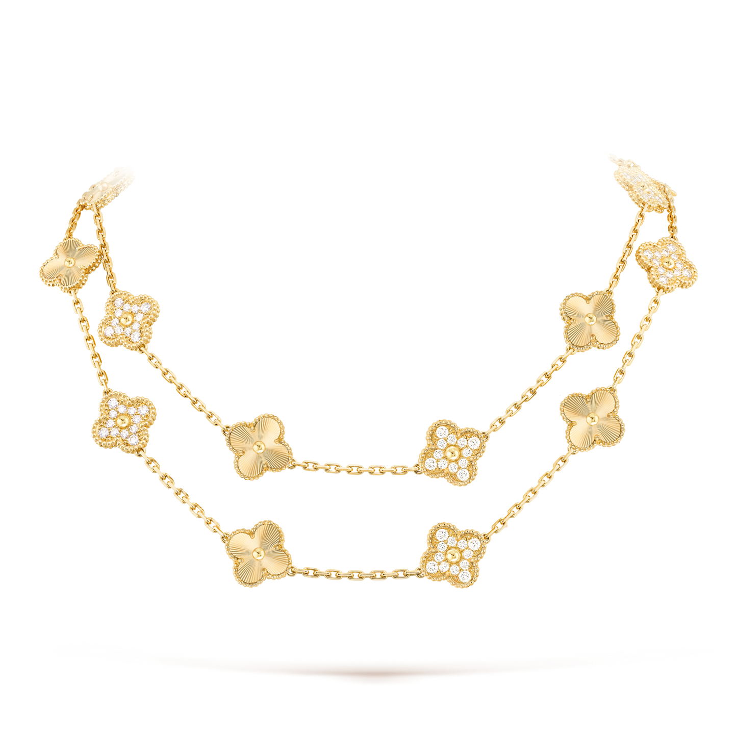 [Max Jewelry ]CLOVER 20 MOTIFS LASER DIAMOND NECKLACE
