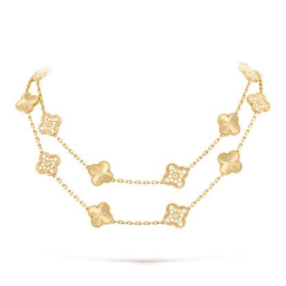 [Max Jewelry ]CLOVER 20 MOTIFS LASER DIAMOND NECKLACE