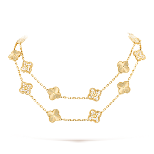[Max Jewelry ]CLOVER 20 MOTIFS LASER DIAMOND NECKLACE