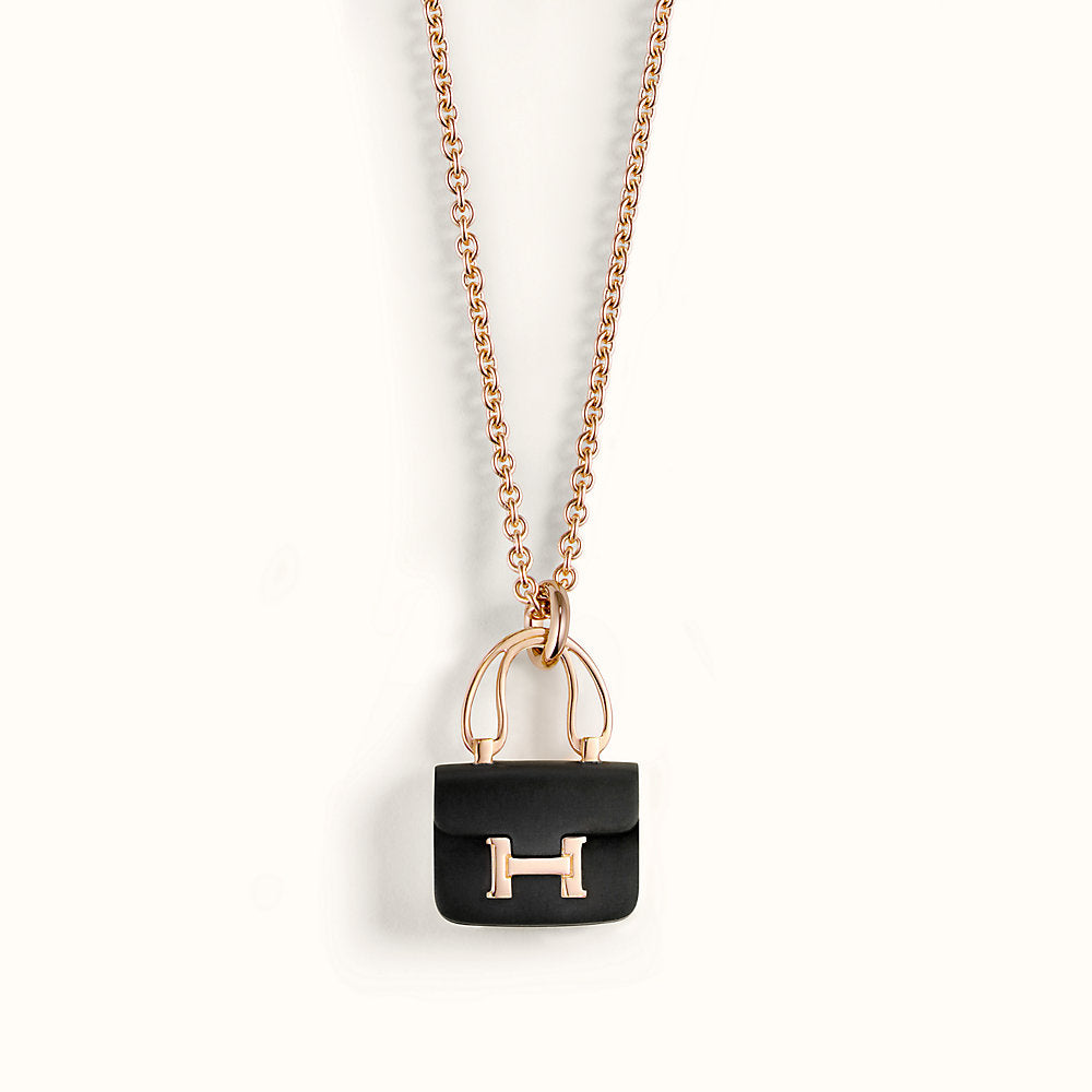 [Max Jewelry ]CONSTANCE BLACK PEDANT PINK GOLD NECKLACE