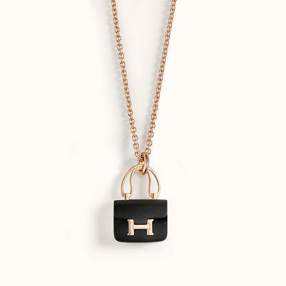 [Max Jewelry ]CONSTANCE BLACK PEDANT PINK GOLD NECKLACE