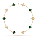 [Plus&Max]CLOVER 10 MOTIFS MALACHITE DIAMOND NECKLACE