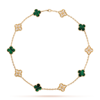 [Plus&Max]CLOVER 10 MOTIFS MALACHITE DIAMOND NECKLACE