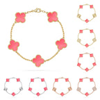 [Plus&Max]LUCKY CLOVER 5-MOTIF BRACELET - PINK MOTHER-OF-PEARL COLLECTION