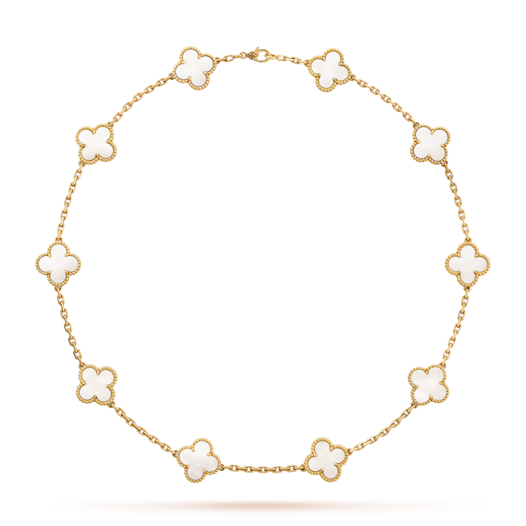 [Plus&Max]CLOVER 10 MOTIFS WHITE MOTHER OF PEARL NECKLACE