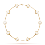 [Plus&Max]CLOVER 10 MOTIFS WHITE MOTHER OF PEARL NECKLACE