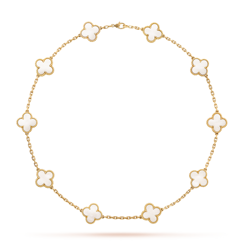 [Plus&Max]CLOVER 10 MOTIFS WHITE MOTHER OF PEARL NECKLACE