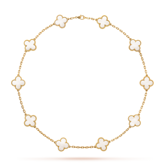 [Max Jewelry ]CLOVER 10 MOTIFS WHITE MOTHER OF PEARL NECKLACE