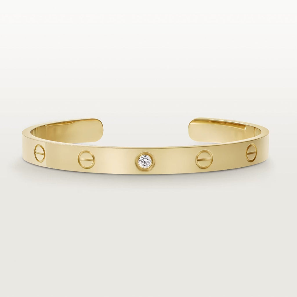 [Plus&Max]LOVE BRACELET 6.1MM 1 DIAMOND OPEN CUFF