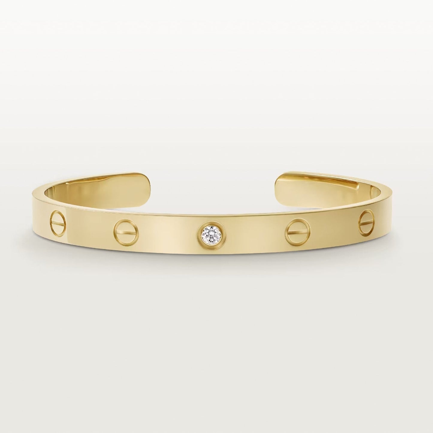 [Max Jewelry ]LOVE BRACELET 6.1MM 1 DIAMOND OPEN CUFF