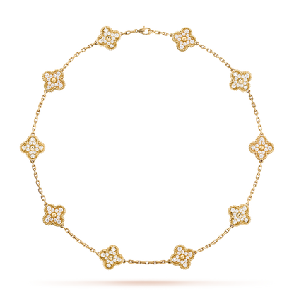 [Max Jewelry ]CLOVER 10 MOTIFS DIAMOND NECKLACE