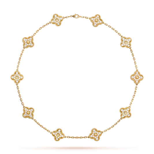 [Max Jewelry ]CLOVER 10 MOTIFS DIAMOND NECKLACE
