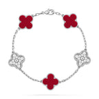 [Plus&Max]LUCKY CLOVER 5-MOTIF BRACELET - RED CARNELIAN COLLECTION