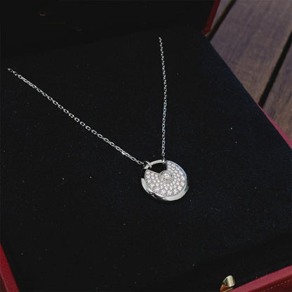 [Max Jewelry ]AMULETTE SILVER FULL DIAMOND NECKLACE