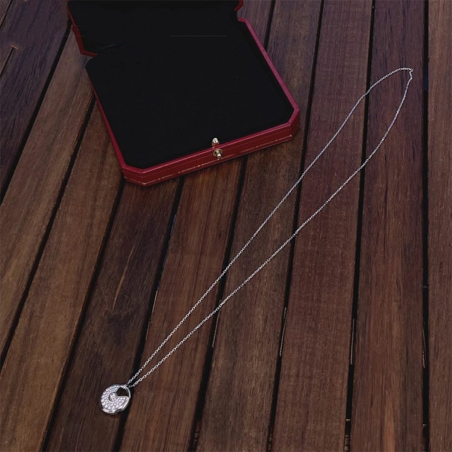 [Max Jewelry ]AMULETTE SILVER FULL DIAMOND NECKLACE