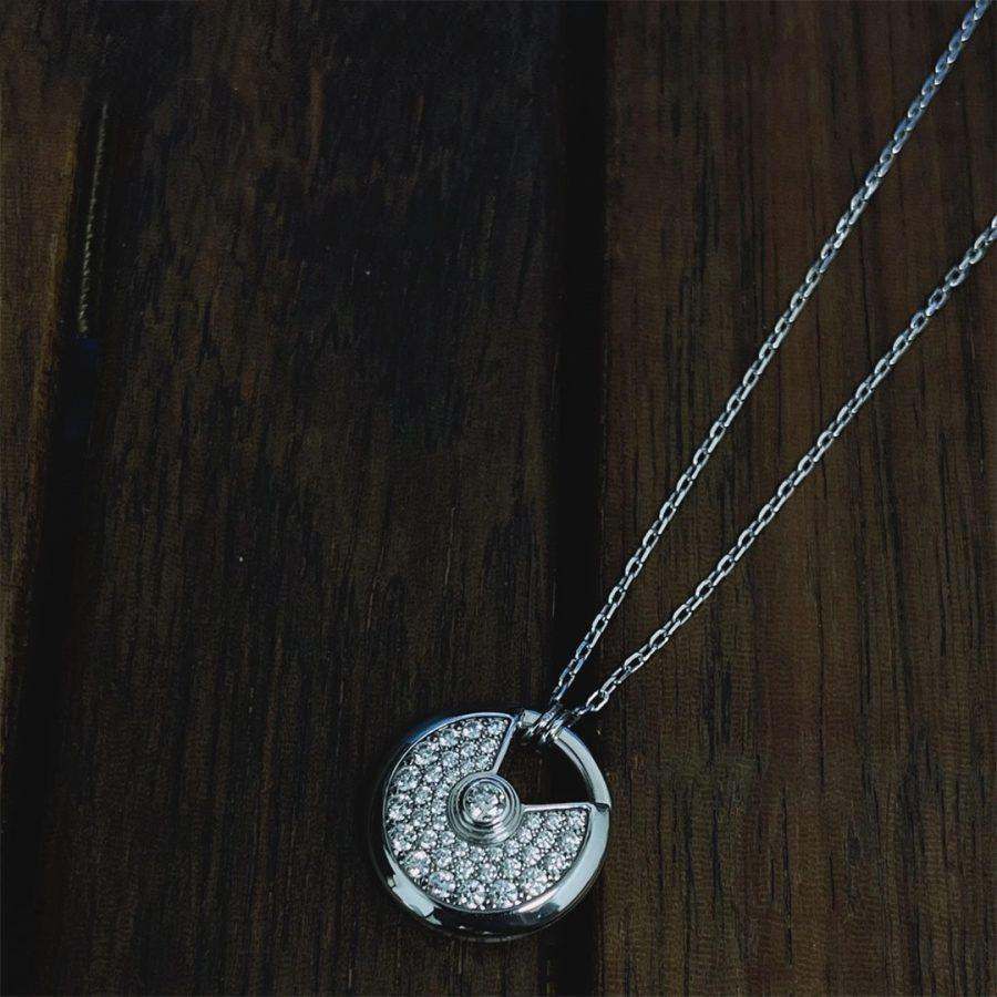 [Max Jewelry ]AMULETTE SILVER FULL DIAMOND NECKLACE