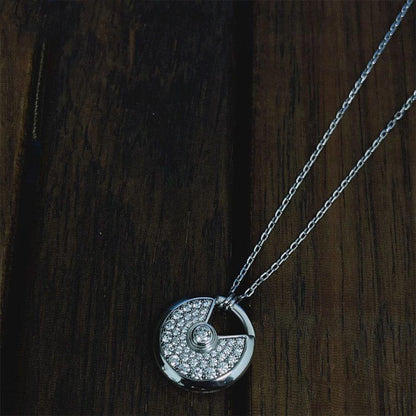 [Max Jewelry ]AMULETTE SILVER FULL DIAMOND NECKLACE