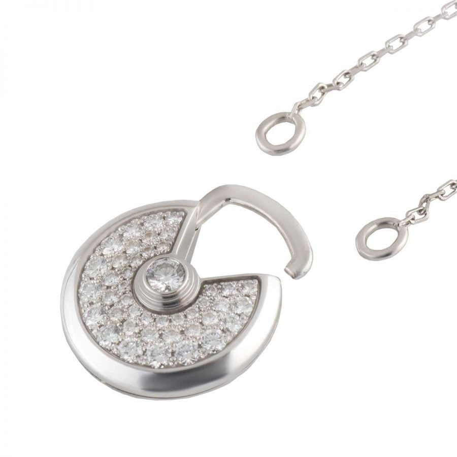 [Max Jewelry ]AMULETTE SILVER FULL DIAMOND NECKLACE