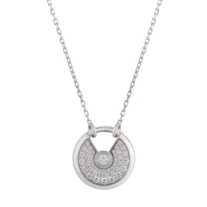 [Max Jewelry ]AMULETTE SILVER FULL DIAMOND NECKLACE
