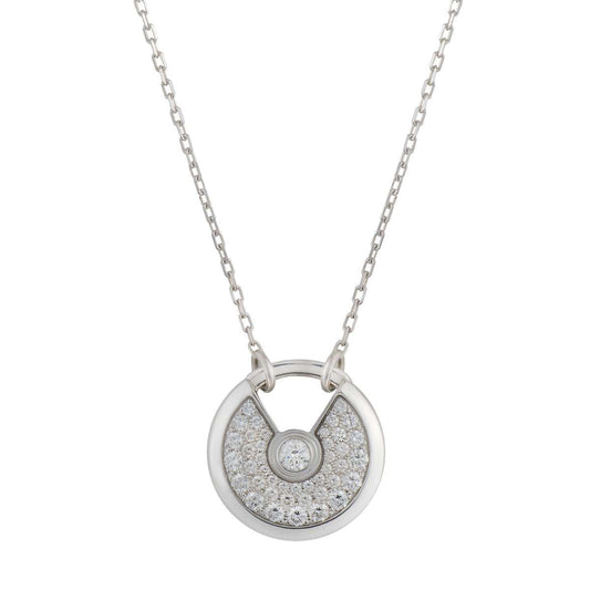 [Max Jewelry ]AMULETTE SILVER FULL DIAMOND NECKLACE
