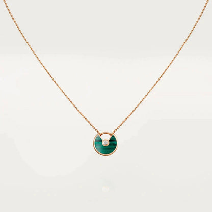 [Max Jewelry ]AMULETTE ROSE GOLD MALACHITE NECKLACE