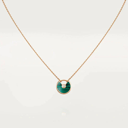 [Max Jewelry ]AMULETTE ROSE GOLD MALACHITE NECKLACE