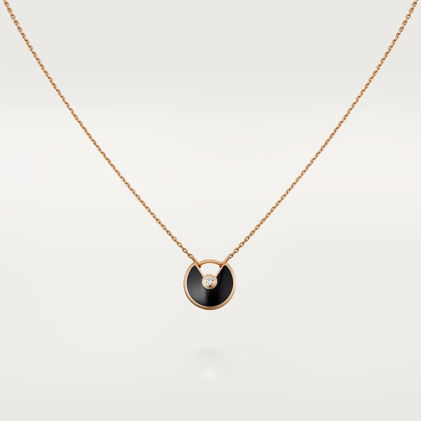 [Max Jewelry ]AMULETTE ROSE GOLD ONYX NECKLACE