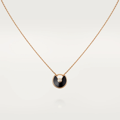 [Max Jewelry ]AMULETTE ROSE GOLD ONYX NECKLACE