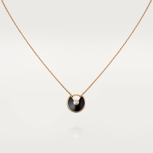 [Max Jewelry ]AMULETTE ROSE GOLD ONYX NECKLACE