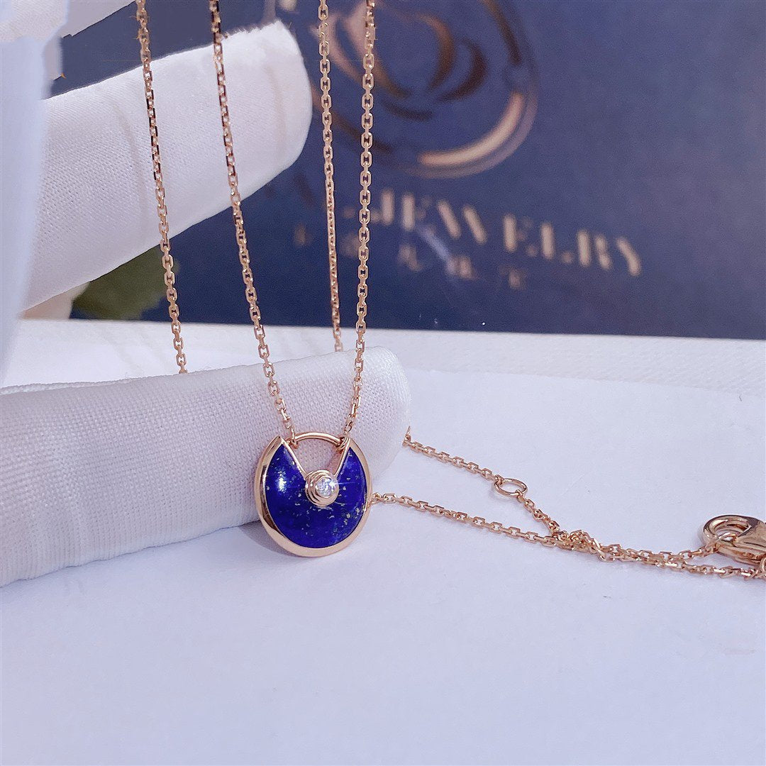 [Max Jewelry ]AMULETTE ROSE GOLD AGATE NECKLACE