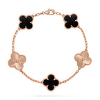[Plus&Max]LUCKY CLOVER 5-MOTIF BRACELET - BLACK OXNY COLLECTION