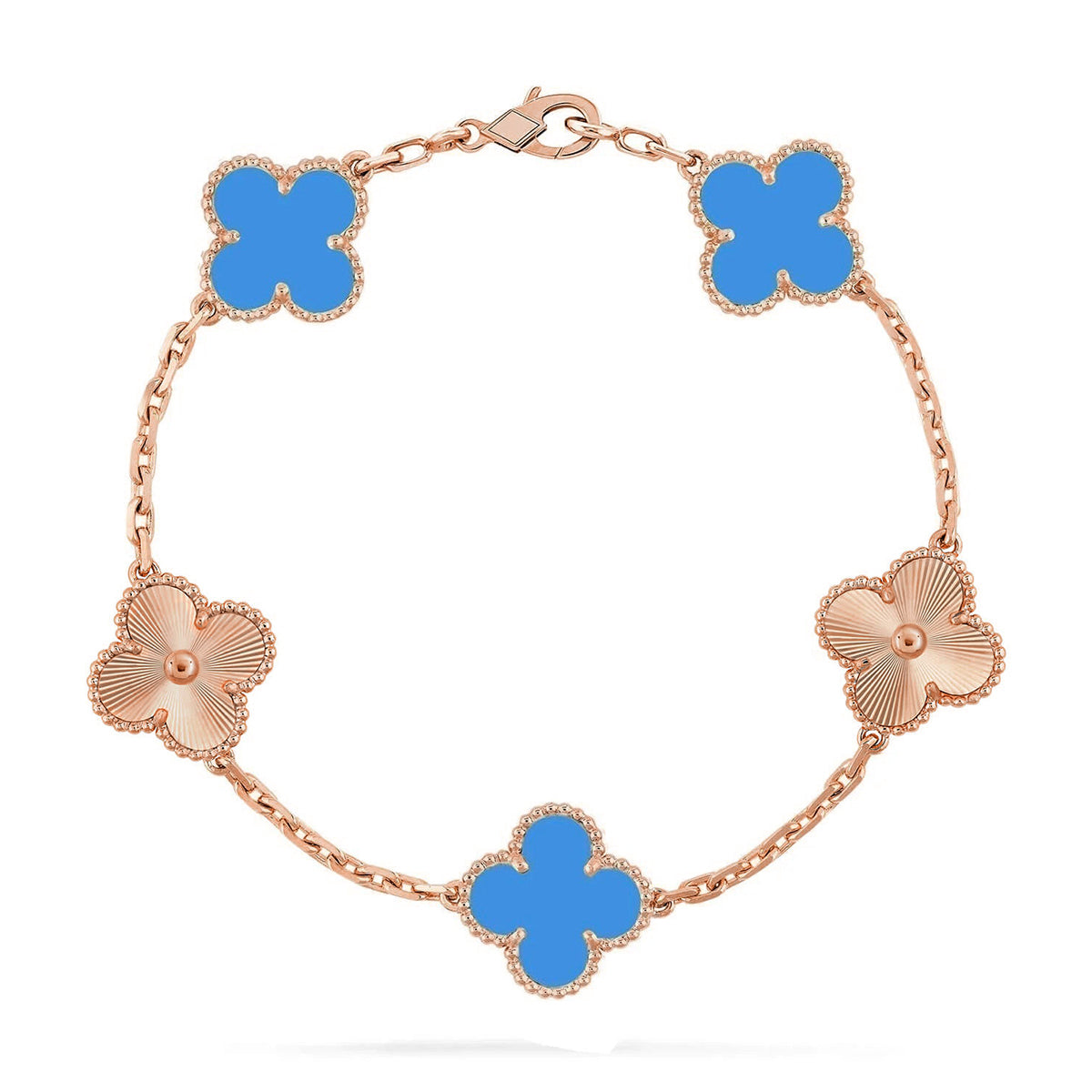 [Max Jewelry ] CLOVER 5 MOTIF BLUE AGATE BRACELET COLLECTION