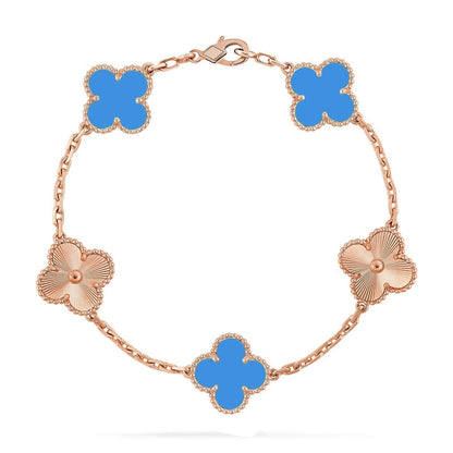 [Max Jewelry ] CLOVER 5 MOTIF BLUE AGATE BRACELET COLLECTION