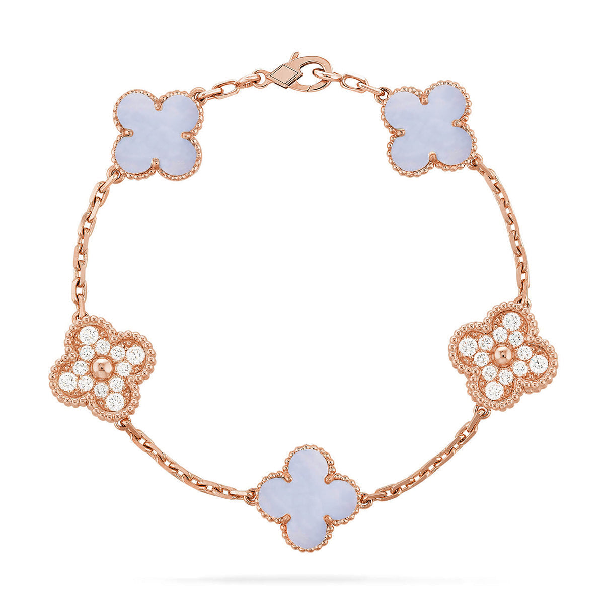 [Max Jewelry ] CLOVER 5 MOTIF PURPLE CHALCEDONY BRACELET COLLECTION
