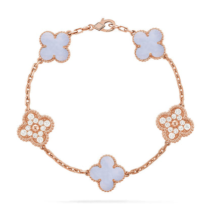 [Max Jewelry ] CLOVER 5 MOTIF PURPLE CHALCEDONY BRACELET COLLECTION