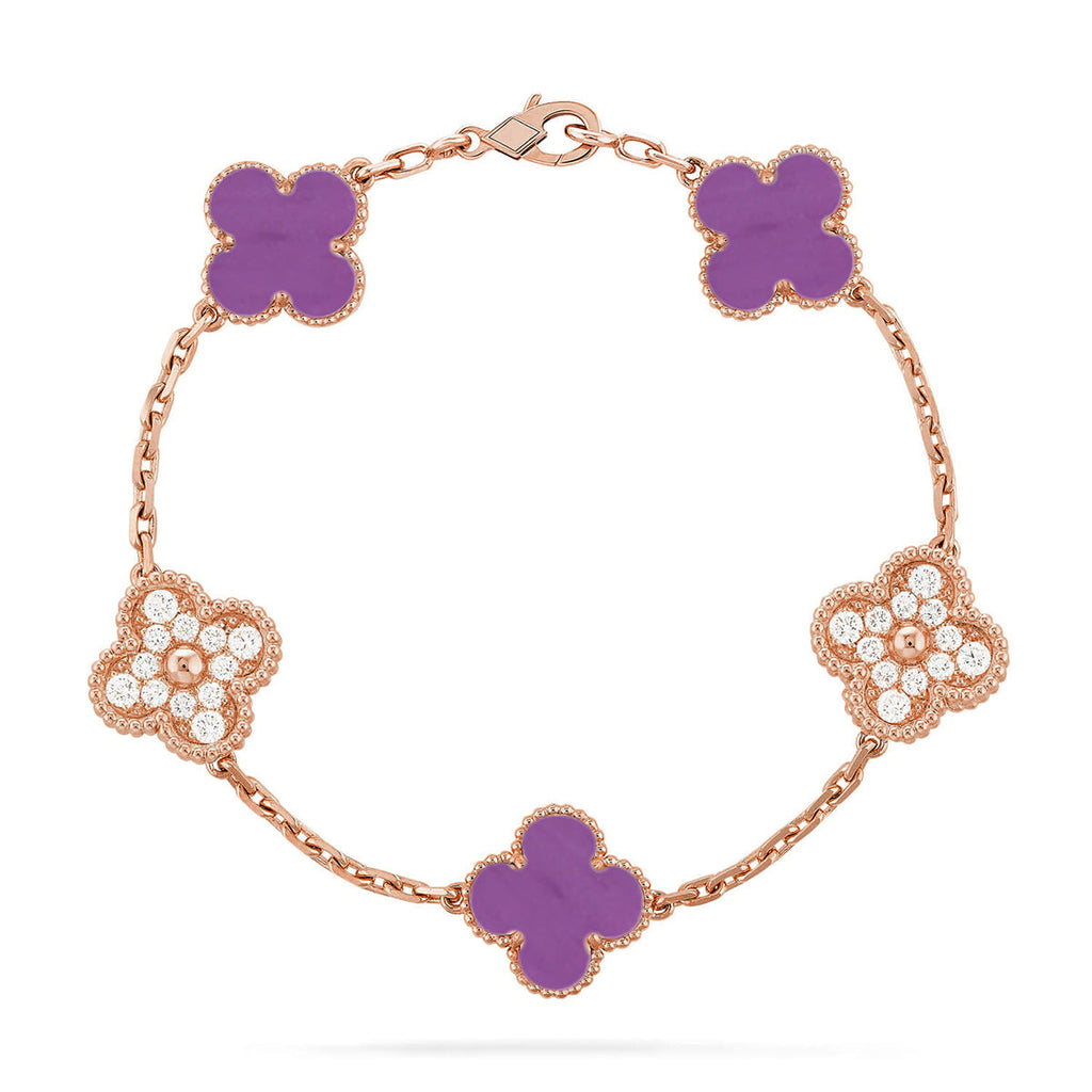 [Plus&Max]LUCKY CLOVER 5-MOTIF BRACELET - VIOLET COLLECTION