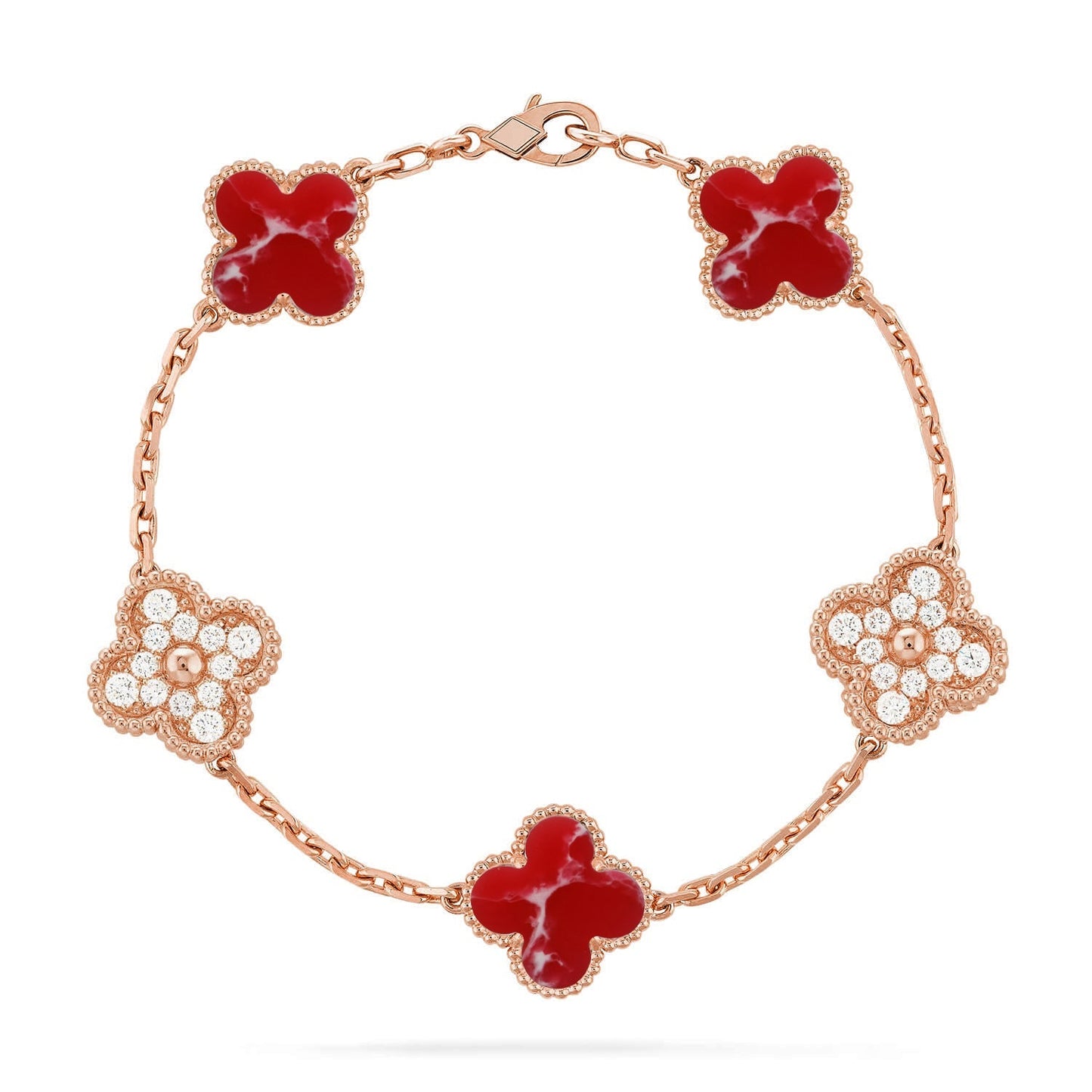 [Max Jewelry ]CLOVER 5 MOTIF RED PATTERN BRACELET COLLECTION