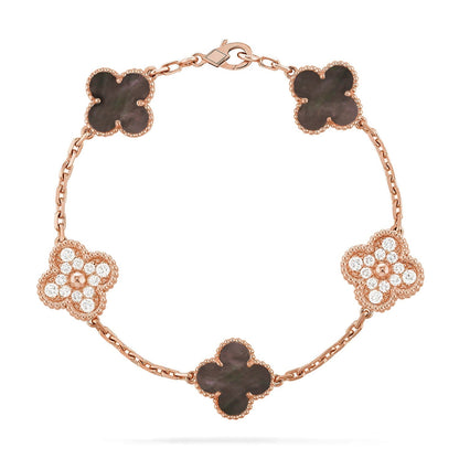 [Plus&Max]LUCKY CLOVER 5-MOTIF BRACELET - GREY MOTHER-OF-PEARL COLLECTION