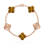 [Plus&Max]LUCKY CLOVER 5-MOTIF BRACELET -  TIGER’S EYE COLLECTION