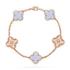 [Plus&Max]LUCKY CLOVER 5-MOTIF BRACELET - PURPLE CHALCEDONY COLLECTION