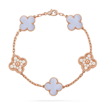 [Plus&Max]LUCKY CLOVER 5-MOTIF BRACELET - PURPLE CHALCEDONY COLLECTION