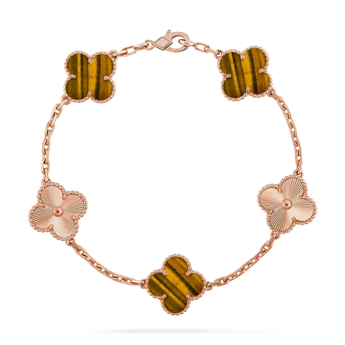 [Max Jewelry ] CLOVER 5 MOTIFS TIGER EYE BRACELET COLLECTION