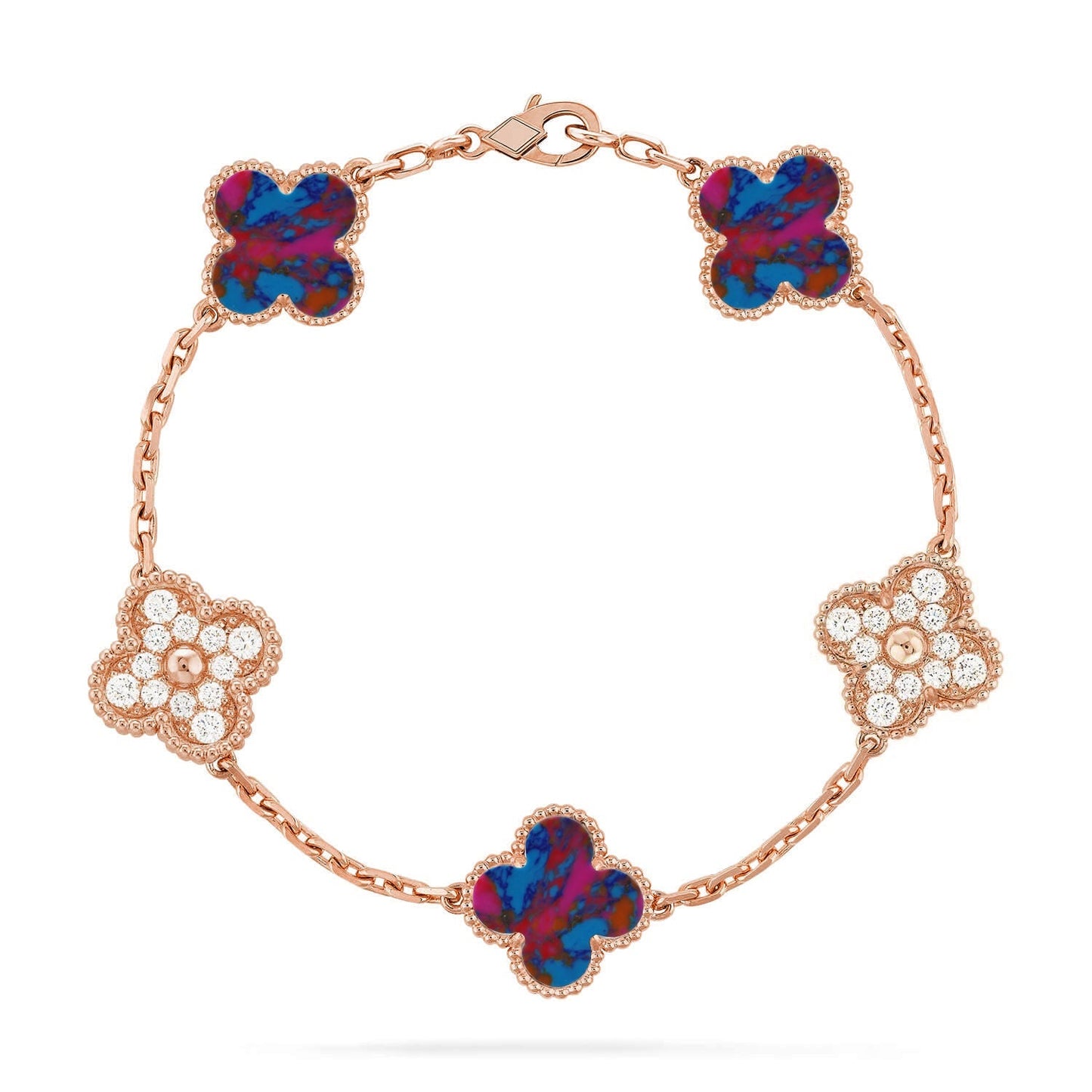 [Max Jewelry ]CLOVER 5 MOTIF COLOR GEMSTONES BRACELET COLLECTION