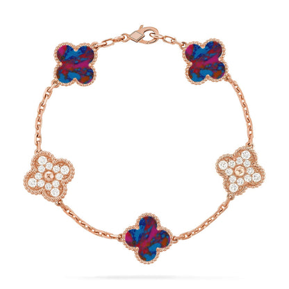 [Max Jewelry ]CLOVER 5 MOTIF COLOR GEMSTONES BRACELET COLLECTION