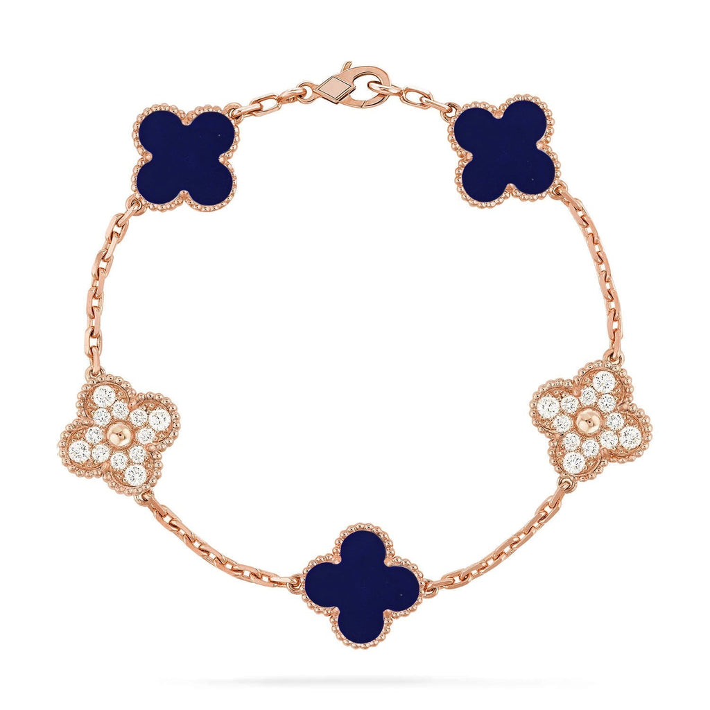 [Plus&Max]LUCKY CLOVER 5-MOTIF BRACELET - LAPIS LAZULI COLLECTION